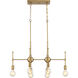 Mid-Century Modern 6 Light 30.5 inch Natural Brass Linear Chandelier Ceiling Light